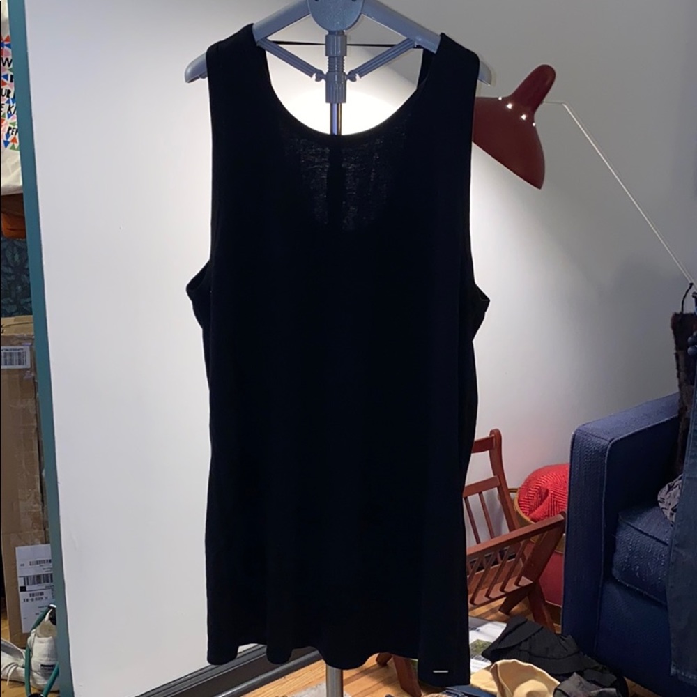 Oversized black tank dress with low dip in back
